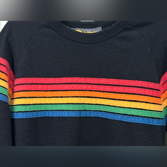 Aviator Nation Rainbow Stripe 6 Heather Gray Crewneck Sweatshirt Unisex Small - Picture 5 of 7